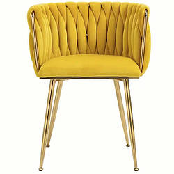 Стілець для їдальні з м'якою оббивкою та металевими ніжками DSF-1590 Yellow