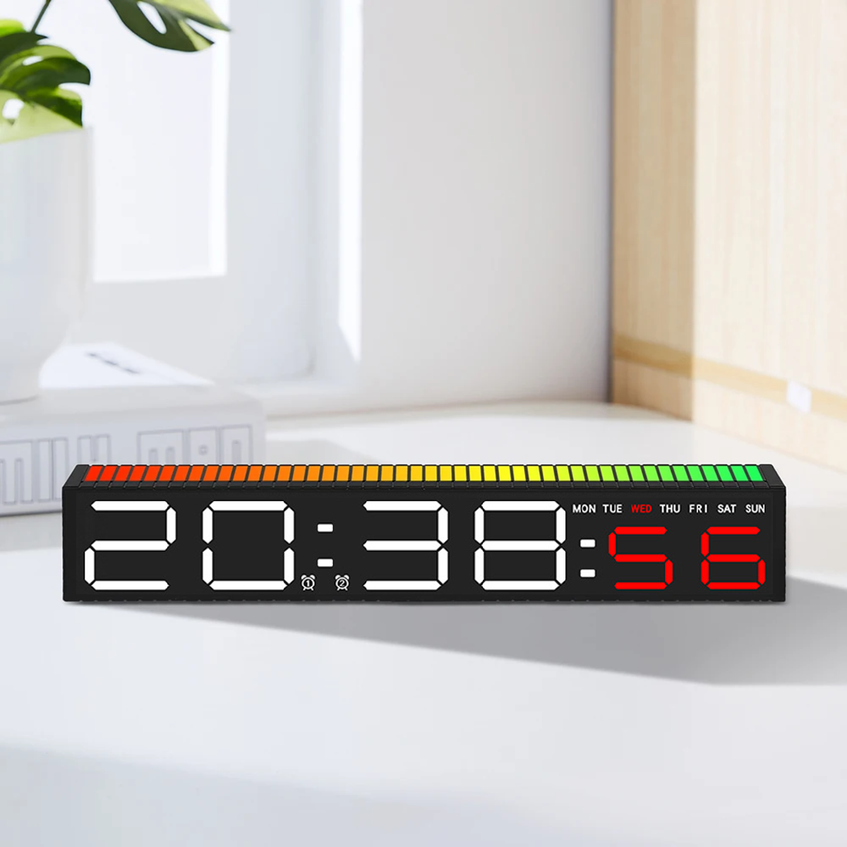 Годинник Deepfox DS-6673 LED цифровий електронний настільний Будильник Дата Датчик звуку 30.5х5см, фото 1