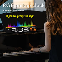 Годинник Deepfox DS-6673 LED цифровий електронний настільний Будильник Дата Датчик звуку 30.5х5см, фото 7