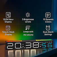 Годинник Deepfox DS-6673 LED цифровий електронний настільний Будильник Дата Датчик звуку 30.5х5см, фото 6