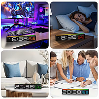 Годинник Deepfox DS-6673 LED цифровий електронний настільний Будильник Дата Датчик звуку 30.5х5см, фото 8