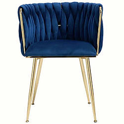 Стілець для їдальні з м'якою оббивкою та металевими ніжками DSF-1590 Blue