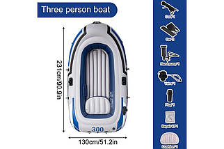 Надувний човен JR-2300, тримісний з насосом, веслами та подушкою, 225×133×41 см, ПВХ, фото 2