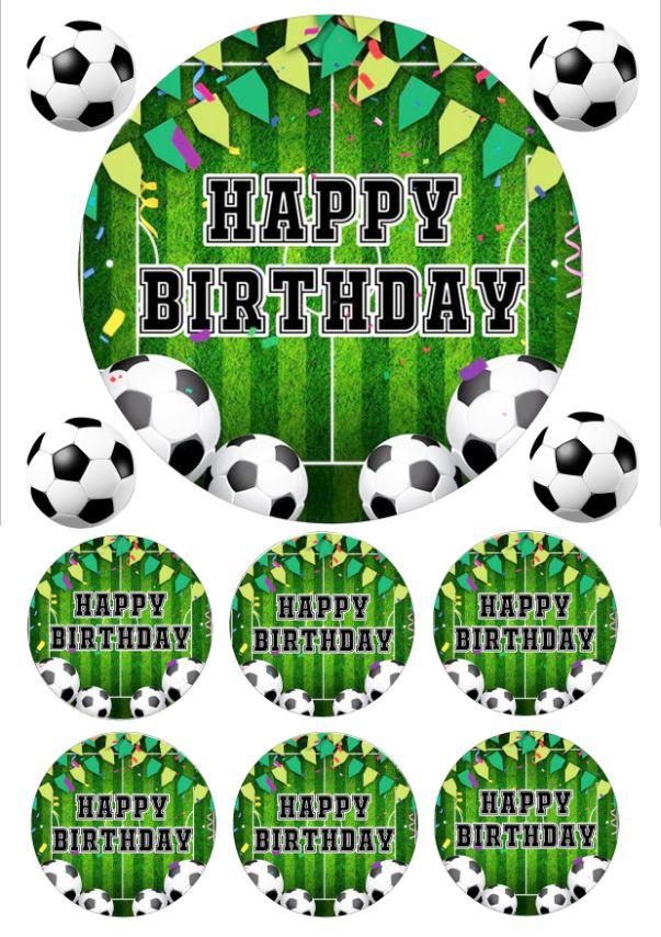 Вафельна картинка "Happy Birthday" Футбол /ВК-0088/  - А4, фото 1