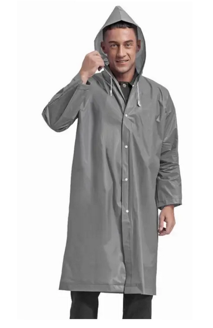 EVA Raincoat Gray — дощовик із капюшоном, універсальний, вологозахисний