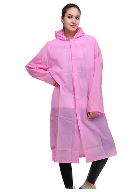 EVA Raincoat Pink — дощовик із капюшоном, універсальний, вологозахисний