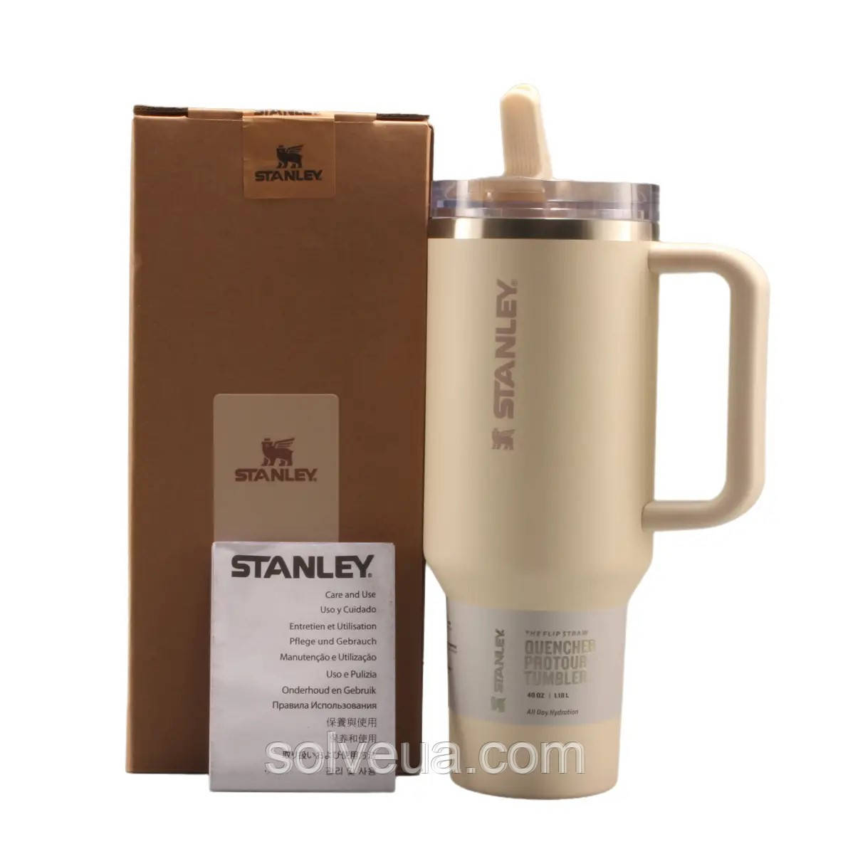 Термос термочашка Stanley Quencher ProTour Flip Straw Tumbler з нержавіючої сталі Cream 1,18 л KT6007874 solve, фото 1
