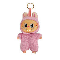 Labubu іграшка брелок плюшева 16×11×6 см голова, долоні і ступні фігурки обертаються, Лабубу рожевий