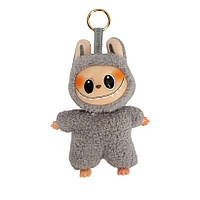 Labubu іграшка брелок плюшева 16×11×6 см голова, долоні і ступні фігурки обертаються, Лабубу сірий