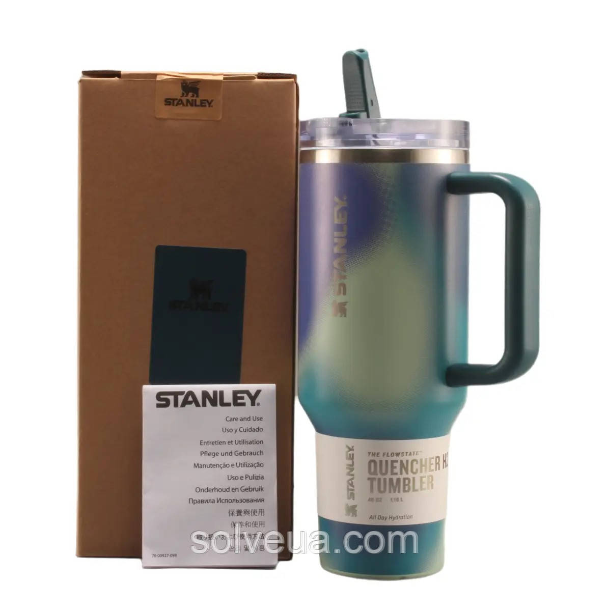 Термос термочашка Stanley Quencher ProTour Flip Straw Tumbler з нержавіючої сталі Coastal Teal Motion 1,18 л KT6007877 solve, фото 1
