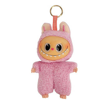 Labubu іграшка брелок плюшева 16×11×6 см голова, долоні і ступні фігурки обертаються, Лабубу рожевий