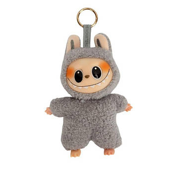 Labubu іграшка брелок плюшева 16×11×6 см голова, долоні і ступні фігурки обертаються, Лабубу сірий
