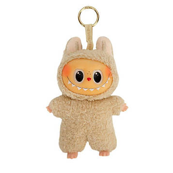 Labubu іграшка брелок плюшева 16×11×6 см голова, долоні і ступні фігурки обертаються, Лабубу бежевий