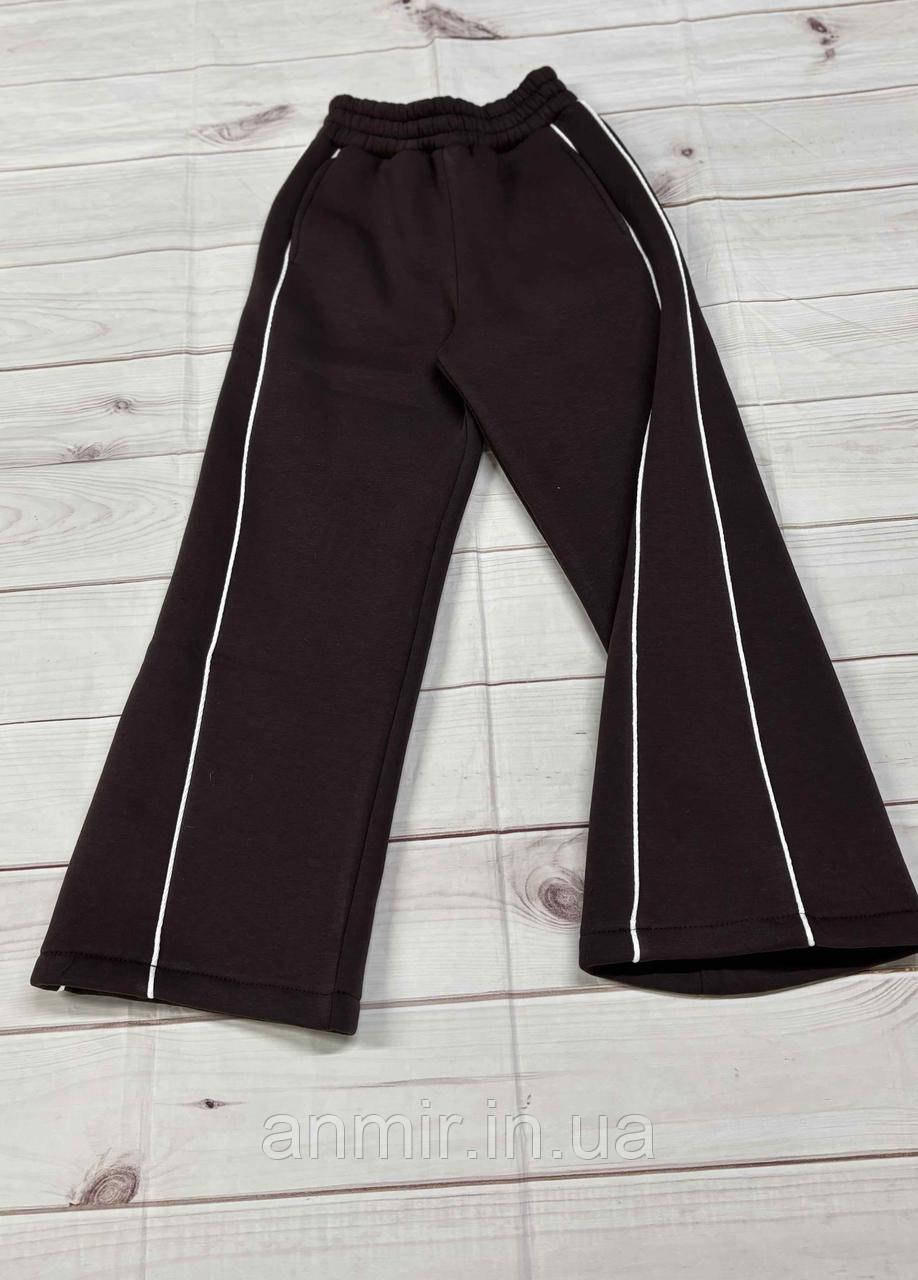 Штани підліткові з лампасами тринитка на флісі для дівчинки 9-13 років, колір уточнюйте під час замовлення