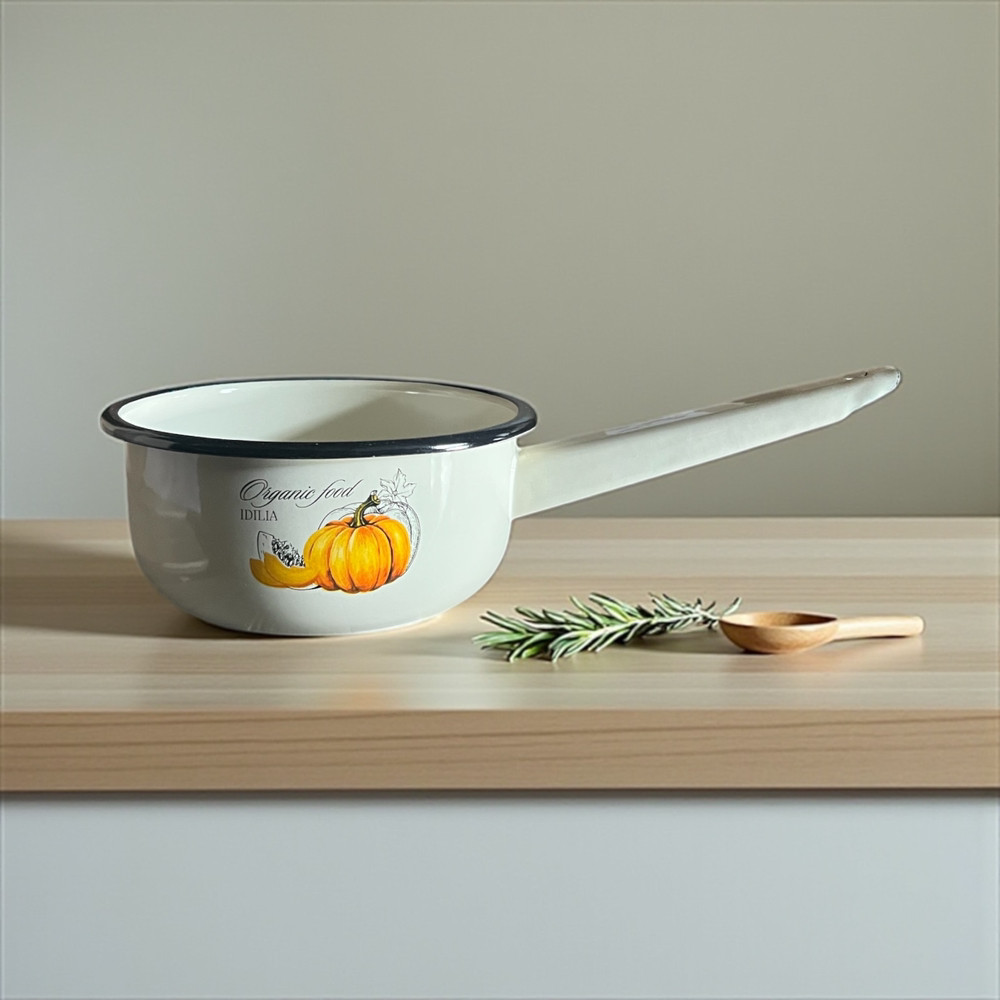 Ківш емальований 1.5 л 21082/2 Гарбуз молочний Idilia