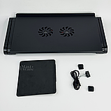 Столик для ноутбука складаний з кулером, складна регульована підставка-трансформер Чорна, TN-2317, фото 3