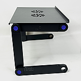 Столик для ноутбука складаний з кулером, складна регульована підставка-трансформер Чорна, TN-2317, фото 7