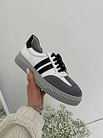 Серые кожаные кеды