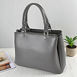 Жіноча сумка через плече велика графіт з плечовим ременем з екошкіри на три відділення, фото 4