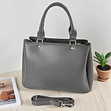 Жіноча сумка через плече велика графіт з плечовим ременем з екошкіри на три відділення, фото 6