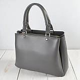 Жіноча сумка через плече велика графіт з плечовим ременем з екошкіри на три відділення, фото 8