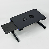 Столик для ноутбука складаний з кулером, складна регульована підставка-трансформер Чорна, TN-2317, фото 8
