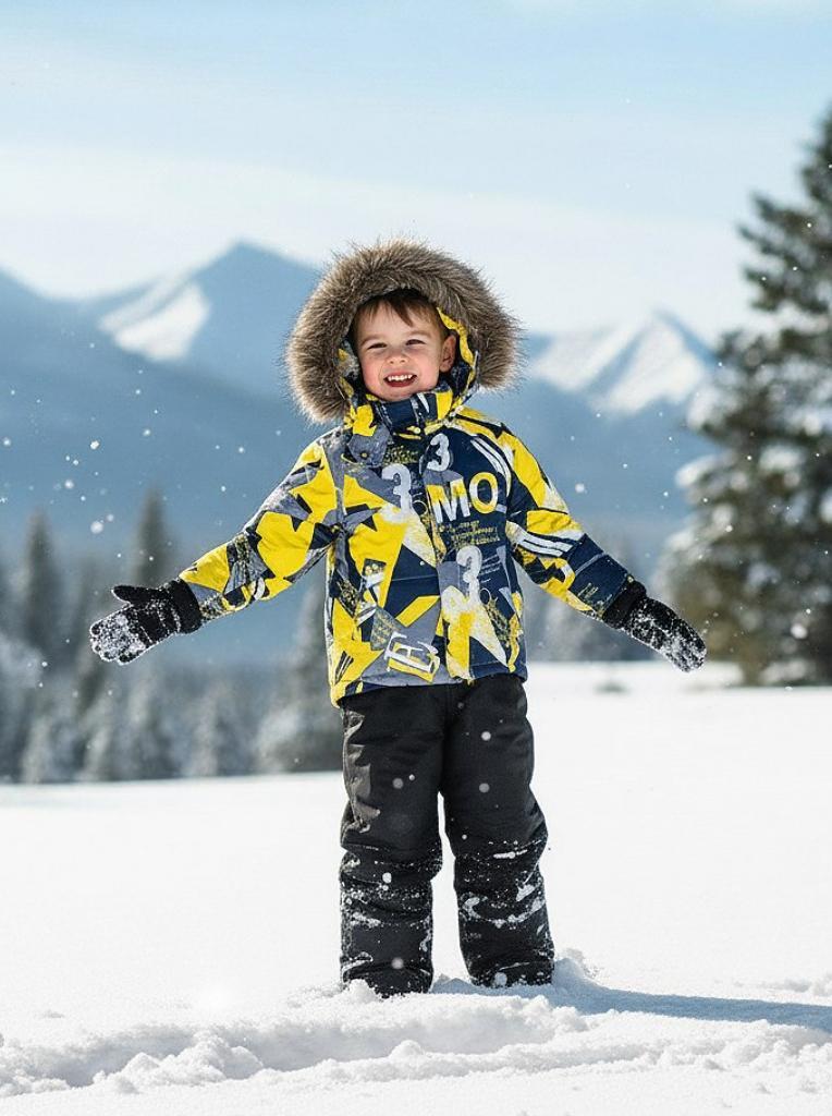 Дитячий комбінезон 3 в 1 "Жовті літери": теплий та легкий для зими, осені і весни (86/92, 92/98 и 98/104 см), фото 1