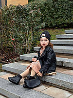 Дитячі чорні шкіряні ортопедичні демісезонні черевики на липучках 24 розмір, фото 5