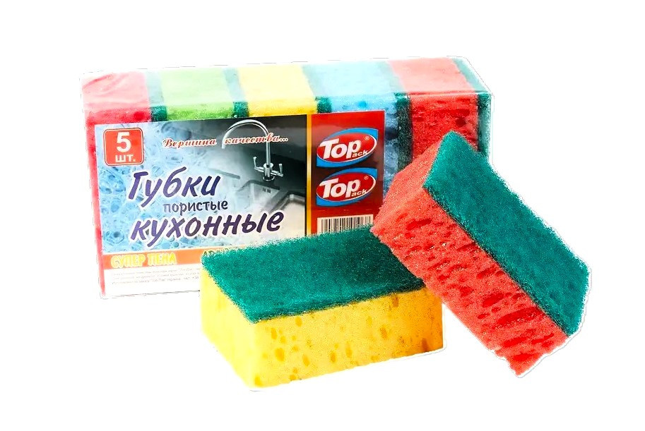 Губка для посуду СУПЕР ПІНА Toppack 5 шт, фото 1