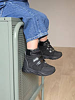 Дитячі ортопедичні чорні шкіряні демісезонні черевики на липучках на флісі 28 р, фото 3