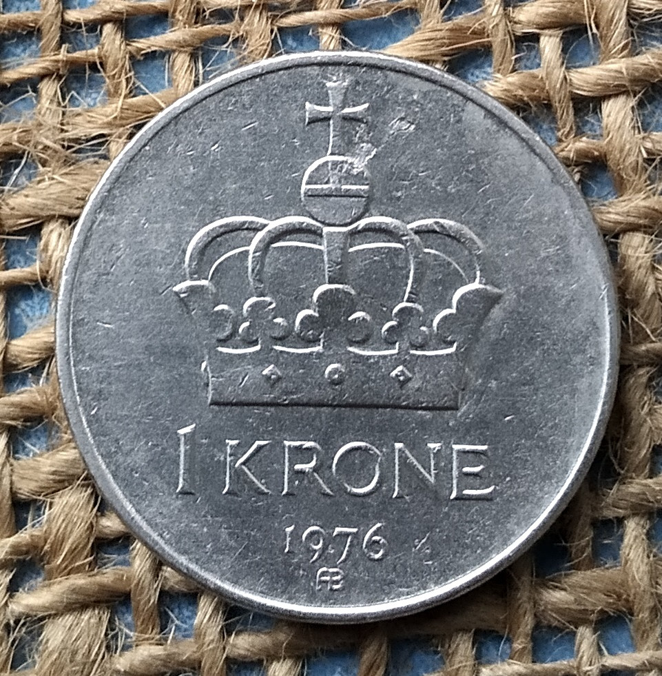 1 крона 1976 року. Норвегiя, фото 1