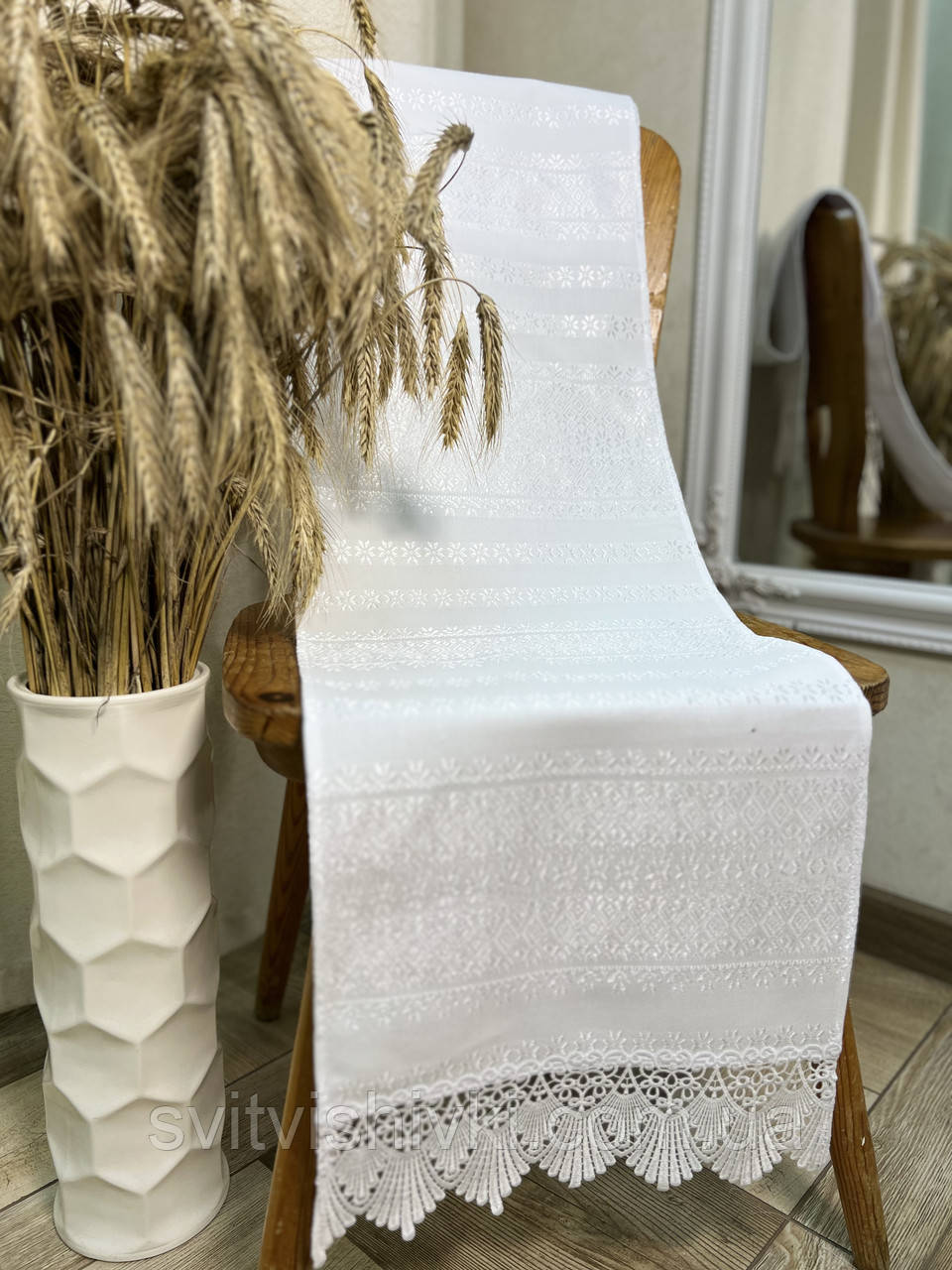 Тканий рушник під ноги білий по білому (2,00 м.*0,36 м.), фото 1