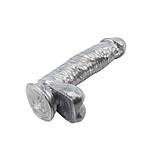 Сріблястий дилдо, фаллоімітатор на присоску Heywood Jablome 17,8 см, 4 см діаметр, фото 6