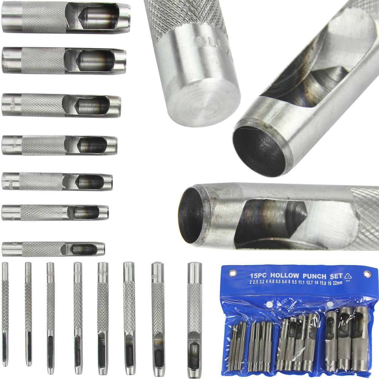 Пробійники отворів для шкіри 2-22 мм 15 шт Silver S10899, фото 1