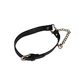 Нашийник із ланцюжком, бондаж на шию Behave Luxury Fetish 47 см чорна екошкіра, фото 4