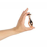 Анальна пробка, анальний стимулятор Rosy Gold Nouveau з металу та кристалом, фото 4