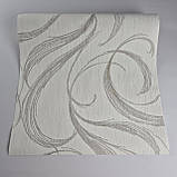 Шпалери вінілові 0.53 × 10.05 м Marburg 53437, молочні з коричневим малюнком для спальні, вітальні, кабінету, фото 3