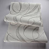 Шпалери вінілові 0.53 × 10.05 м Marburg 53437, молочні з коричневим малюнком для спальні, вітальні, кабінету, фото 4