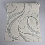 Шпалери вінілові 0.53 × 10.05 м Marburg 53436, молочні з сірим малюнком для спальні, вітальні, кабінету, фото 3