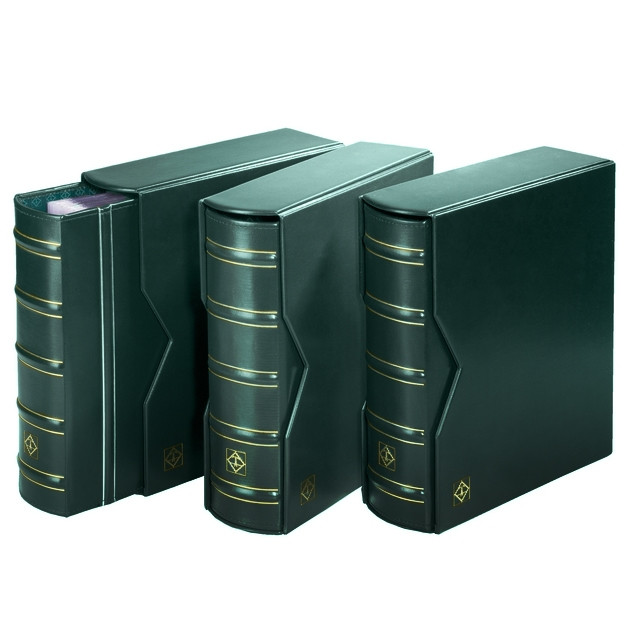 Альбом Leuchtturm, OPTIMA GIGANT (до 80 листів) для монет або банкнот, з футляром,зелений, фото 1