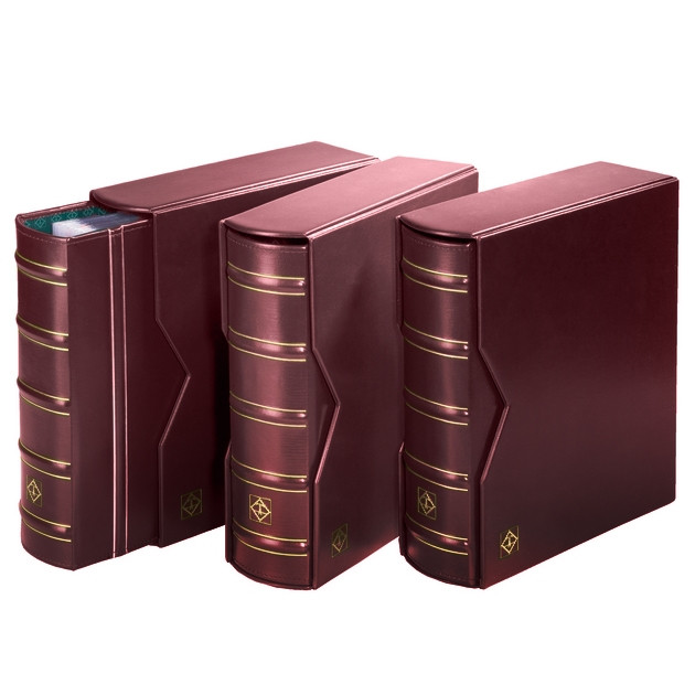 Альбом Leuchtturm, OPTIMA GIGANT (до 80 листів) для монет або банкнот, з футляром, червоний, фото 1