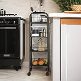 Стійка етажерка металева на 4 яруса з колесами для кухні в ванну чи офіс 20 кг навантаження 84 х 44 х 25 см стілаж металічний, фото 2