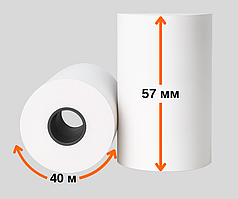 Касова стрічка 57 мм × 40 м — термопапір для касових апаратів, упаковка 125 шт | Інфортест
