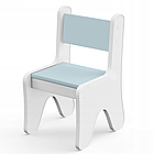 Стільчик для дитячої кімнати 55×37×33 дитячий зручний стілець для ігор, білий з блакитним