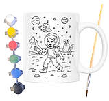 Набір для творчості кружка розмальовка Космос 330 мл біла (КР0164), фото 2