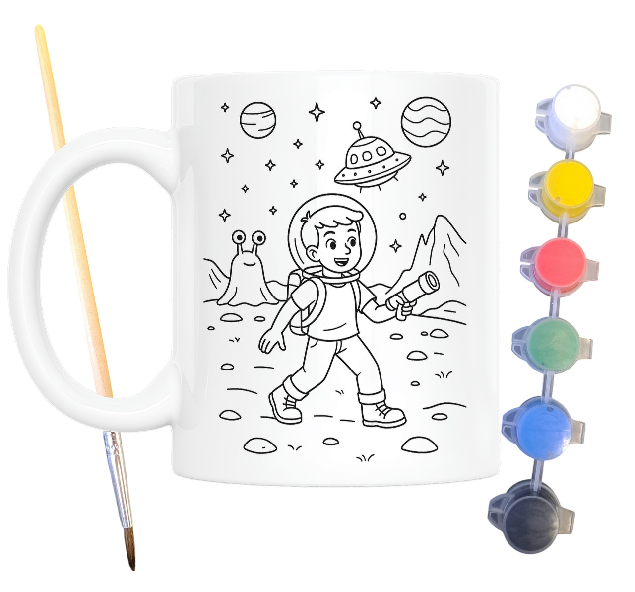 Набір для творчості кружка розмальовка Космос 330 мл біла (КР0164), фото 1