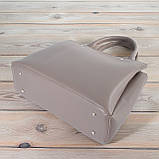 Жіноча сумка через плече велика темно бежева з плечовим ременем з екошкіри на три відділення, фото 5