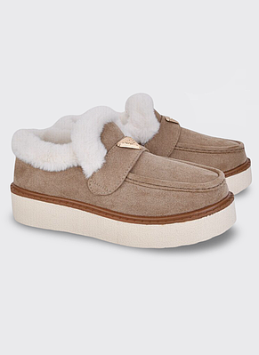 Жіночі утеплені уггі-лофери бежеві (M201-1)