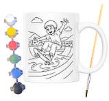 Набір для творчості кружка розмальовка Скейтер 330 мл біла (КР0165), фото 2
