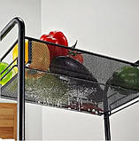 Стійка етажерка металева на 4 яруса з колесами для кухні в ванну чи офіс 20 кг навантаження 84 х 44 х 25 см стілаж металічний, фото 5